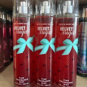 3 Bath & Body Works Velvet Sugar Fragrance Mist - Red and Aqua